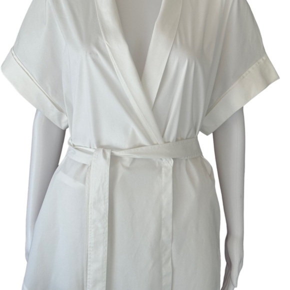 Lafayette148 White Top/Blouse/Tunic Short Sleeve Surplice Neck Wrap Front Large - Picture 6 of 16